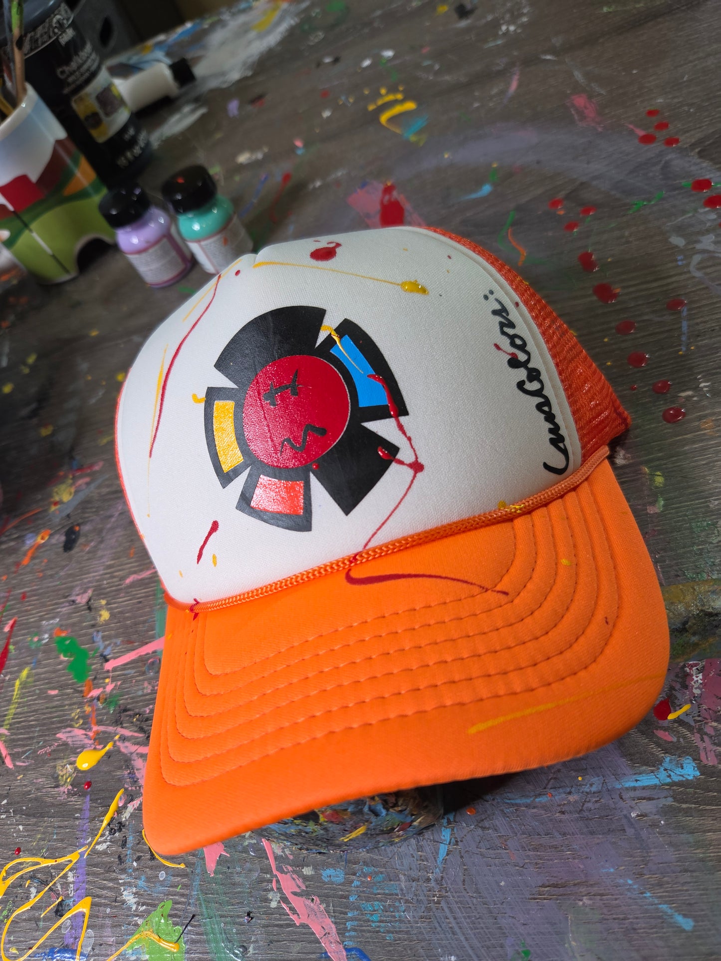 GusColors Sun Logo Cap - Orange & White