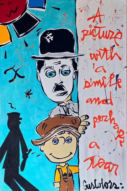 Cartoon characters with text on a colorful background